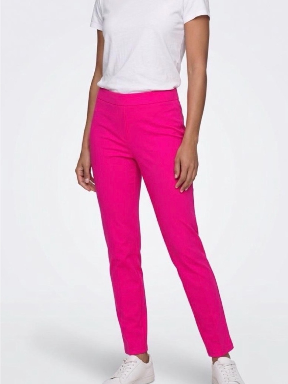 H&M Slim Ponte Ankle Pants with side Waist Zipper in Bright Pink